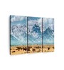 Blue Bison Herd In Grand Teton Panels Canvas Wall Art Panels ( Set Of 3)