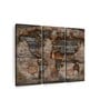 Brown Beige Reclaimed Map Framed Wall Art Panels ( Set Of 3)