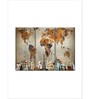 Brown Blue Wonder Of World Map Push Pin Printed Framed Wall Art Panels ( Set Of 3)