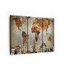 Brown Blue Wonder Of World Map Push Pin Printed Framed Wall Art Panels ( Set Of 3)
