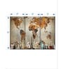 Brown Blue Wonder Of World Map Push Pin Printed Framed Wall Art Panels ( Set Of 3)