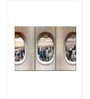 Brown White Airplane Windows Printed Framed Wall Art Panels ( Set Of 3)