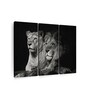 Grey Black Lion And Lioness Mates Printed Framed Wall Art Panels ( Set Of 3)