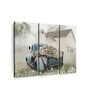 Grey Blue Full OF Flowers Panels Frame Wall Art Panels ( Set Of 3)