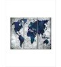 Grey Blue World Map Framed Wall Art Panels ( Set Of 3)