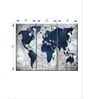 Grey Blue World Map Framed Wall Art Panels ( Set Of 3)