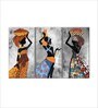 Grey Yellow Ethnic African Woman Printed Wall Art Panels ( Set Of 3)