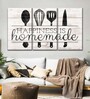 Off- White Black Happiness Is Homemade Kitchen Tools Printed Framed Wall Art Panels ( Set Of 3)