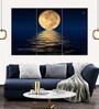Orange Blue Moon Light Panels Canvas Wall Art Panels ( Set Of 3)