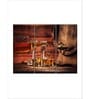 Red Brown Whiskey Glass Printed Framed Wall Art Panels ( Set Of 3)