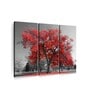 Red Grey Tree Panels Wall Art Panels ( Set Of 3)