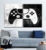 White Black Grunge Game Controller Panels Canvas Wall Art Panels ( Set Of 3)
