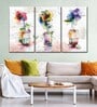 White Yellow Rustic Flowers Printed Wall Art Panels ( Set Of 3)