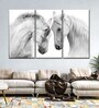 White Horse Couple Printed Canvas Framed Wall Art Panels ( Set Of 3)