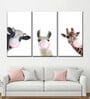 White Silly Bubble Gum Animals Panels Wall Art Panels ( Set Of 3)