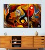 Yellow Red Abstract Portrait Painting Wall Art Panels ( Set Of 3)