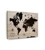 Beige & Black World Map Printed Wall Art