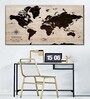 Beige & Black World Map Printed Wall Art