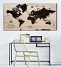 Beige & Black World Map Printed Wall Art
