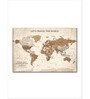 Beige Brown World Map Printed Wall Art