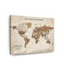 Beige Brown World Map Printed Wall Art