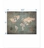 Beige Grey World Map Printed Framed Wall Art