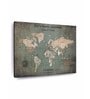 Beige Grey World Map Printed Framed Wall Art