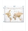 Beige Grey World Map Printed Wall Art