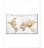 Beige Grey World Map Printed Wall Art