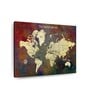 Beige Maroon World Map Printed Framed Wall Art