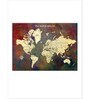 Beige Maroon World Map Printed Framed Wall Art