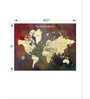 Beige Maroon World Map Printed Framed Wall Art