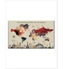 Beige Red World Map Painting Wall Art