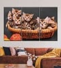 Black Beige Cat Landscape Painting Wall Art Panels ( Set Of 3)