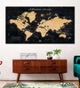 Black Beige World Map Printed Wall Art