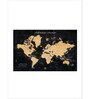 Black Beige World Map Printed Wall Art