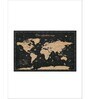 Black Brown World Map Printed Wall Art