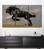 Black Green Striking Friesian Stallion Painting Wall Art Panels ( Set Of 3)