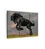 Black Green Striking Friesian Stallion Painting Wall Art Panels ( Set Of 3)