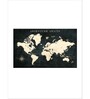 Black Off White World Map Printed Framed Wall Art