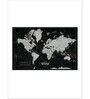 Black White World Map Printed Framed Wall Art