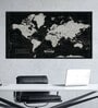 Black White World Map Printed Framed Wall Art
