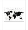 Black White World Map Printed Framed Wall Art
