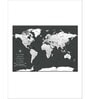 Black White World Map Printed Framed Wall Art