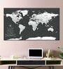 Black White World Map Printed Framed Wall Art