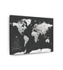 Black White World Map Printed Framed Wall Art