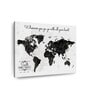 Black White World Map Printed Framed Wall Art