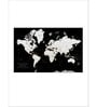Black White World Map Printed Wall Art