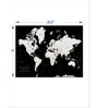 Black White World Map Printed Wall Art