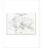 Black White World Map Printed Wall Art